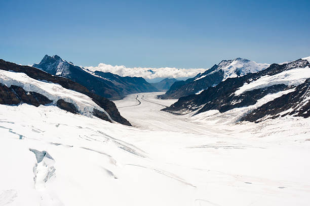 big glaciar aletsch, alpes suizos - aletsch glacier fotografías e imágenes de stock