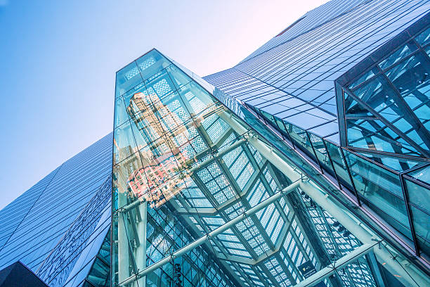 istock Glass front of a modern office building 488600418