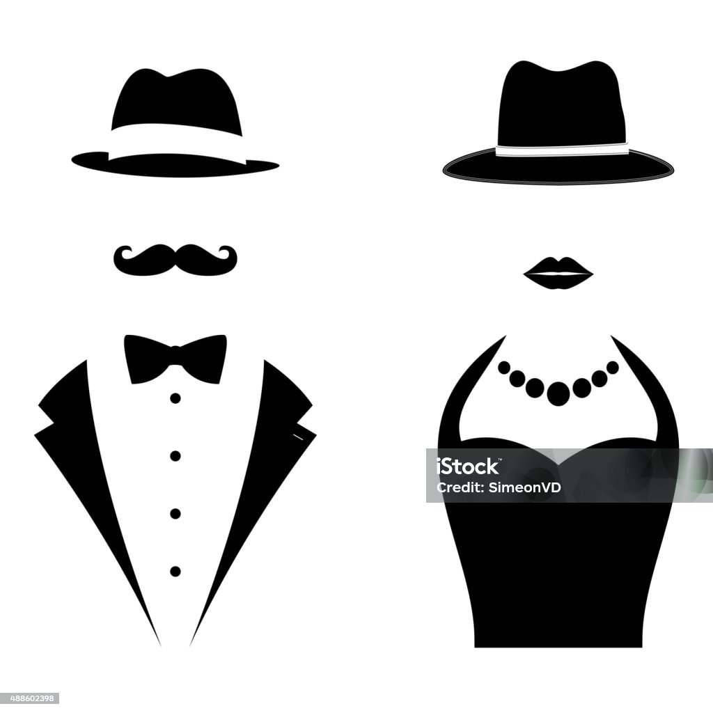 Gentleman and Lady Symbols Gentleman and Lady Symbols. Man and Woman Head Silhouettes Toilet stock vector