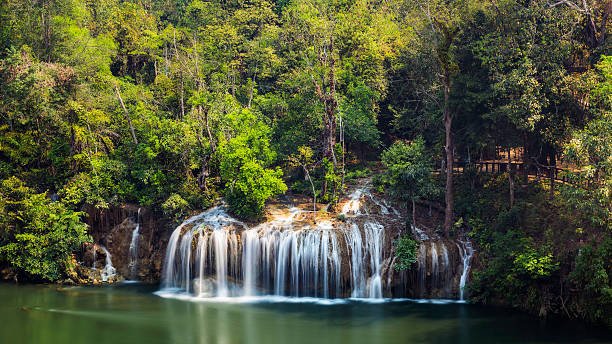 sai yok cascade - national park kanchanaburi province thailand waterfall photos et images de collection