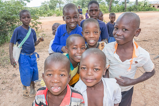  Mgandu, Tanzania - March 17, 2015: Children in small village near Mgandu in Tanzania.