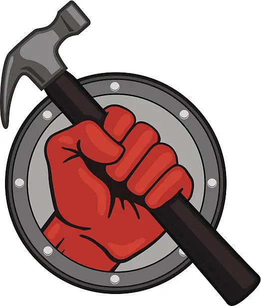 Vector illustration of Fist with Hammer