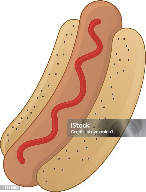 Hot Dog Z Ketchupem - Stockowe grafiki wektorowe i więcej obrazów Bułka - Bułka, Fast Food, Gourmet