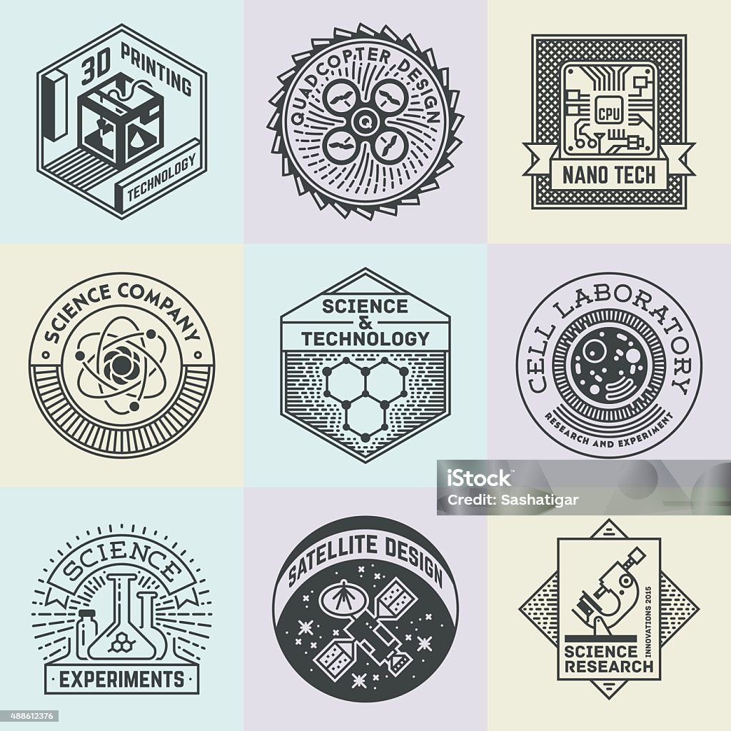 Design Names Fos Science Assorted Science Insignias Logotypes Template Set Stock Illustration ...