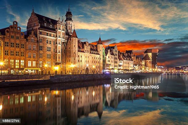 Gdansk At Night Stock Photo - Download Image Now - Gdansk, Poland, Architecture