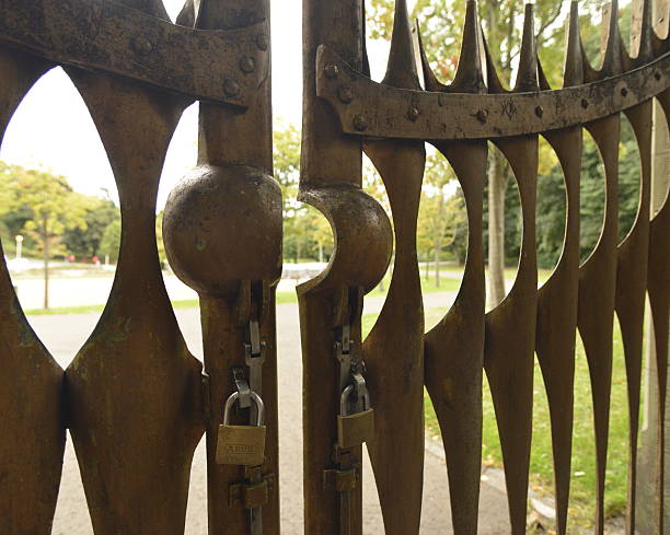 Two padlocks on the Park stock photo