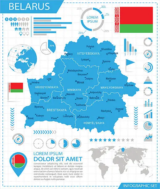Vector illustration of Belarus - infographic map - Illustration