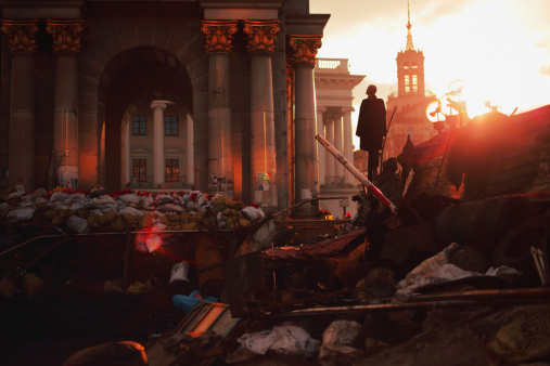 Barreras en Euromaidan en Kiev photo