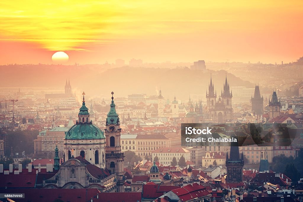 Prague at the sunrise Cityscape of Prague at the sunrise - Czech Republic Prague Stock Photo