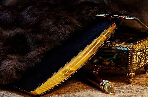 istock Ancient Journal and Crystal Wand with Treasures 488614748