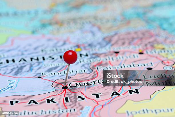 Quetta Pinned On A Map Of Asia Stock Photo - Download Image Now - Map, Pakistan, Quetta