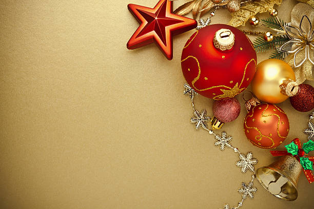 istock Christmas decoration on gold background 488618067