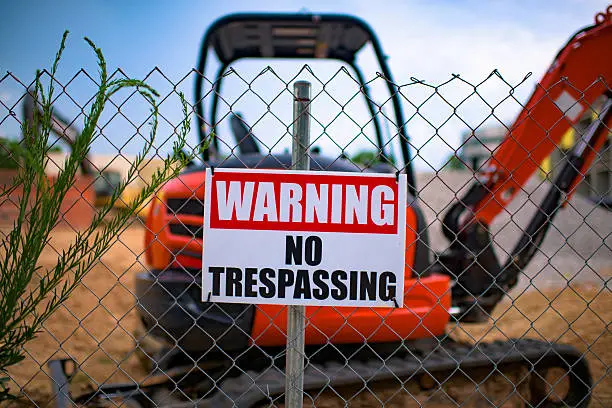 Photo of No Trespassing Sign at Construction Site