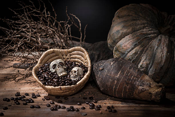 istock Still life with skull and death. 488626110