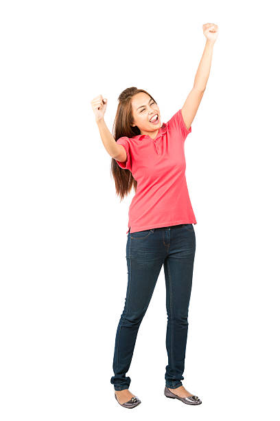 istock Celebrating Win Asian Woman Fists Raised Profile 488626992