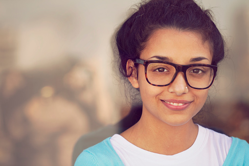 Beautiful indian girl wearing glasses
