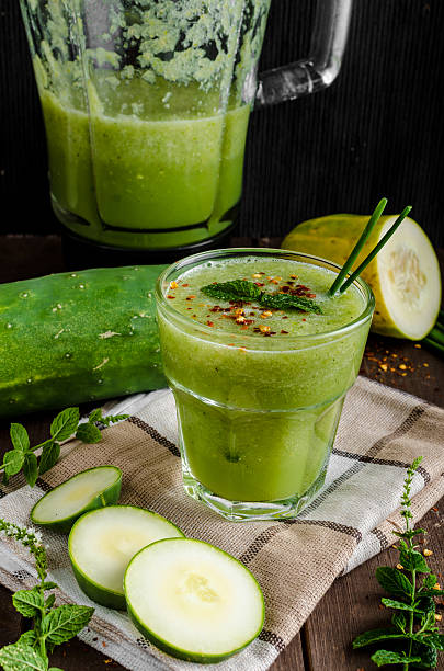 istock Cucumber smoothie with herbs and chili 488629902
