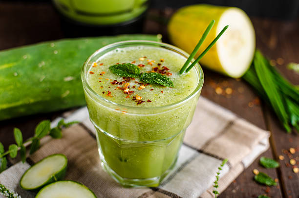 istock Cucumber smoothie with herbs and chili 488629994
