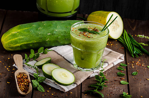 istock Cucumber smoothie with herbs and chili 488630422