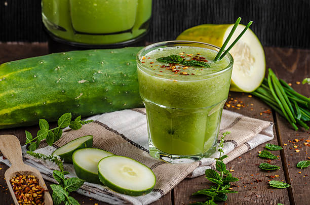 istock Cucumber smoothie with herbs and chili 488630474