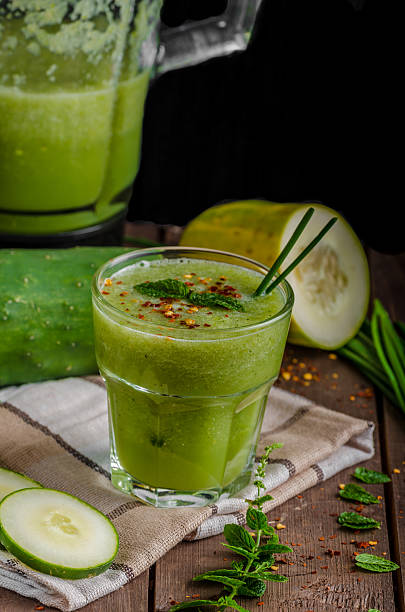 istock Cucumber smoothie with herbs and chili 488630658