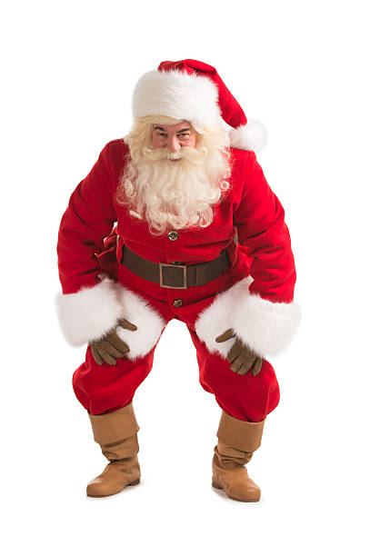 istock Happy Christmas Santa Claus with a funky dance pose 488634322
