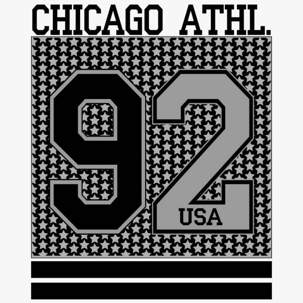 illustrations, cliparts, dessins animés et icônes de t-shirt chicago - sports uniform football university casual