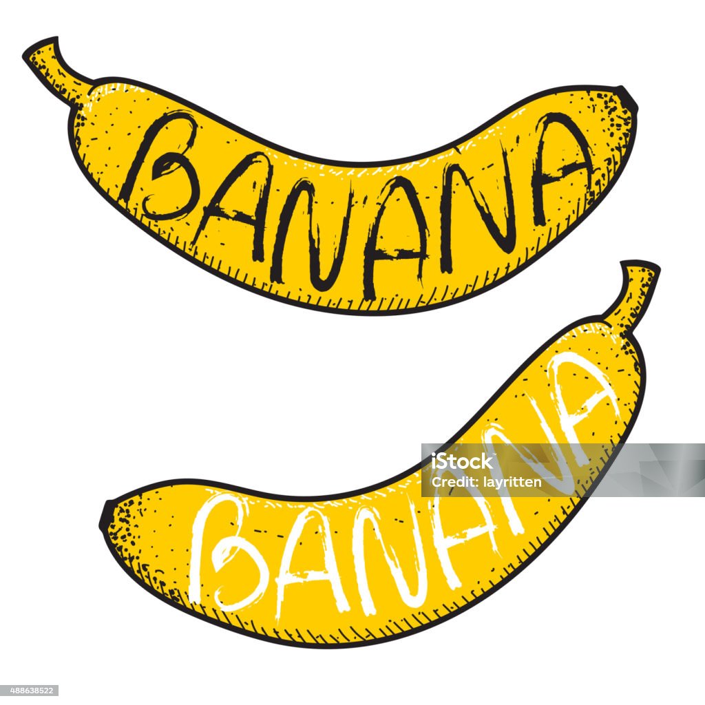 Bộ 2 Quả Chuối Với Từ Thủ Công Trái Cây Doodle Hình minh họa Sẵn ...