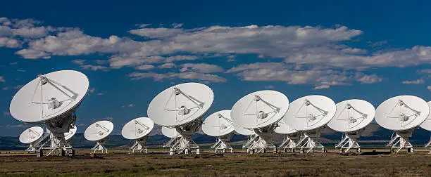 The Very Large Array astronomical radio observatory  comprises 27 radio antennae that can be arranged in various configurations to alter resolution and sensitivity. It is located in the Plains of St Augustin west of Socorro, NM