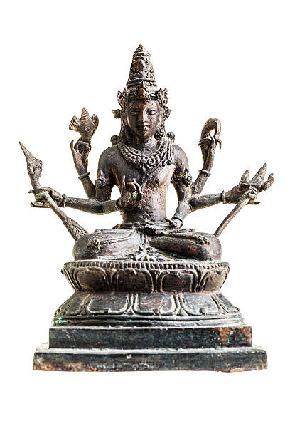 Vishnu statue an old statuette of hindu deity vishnu isolated over a white background kali statue stock pictures, royalty-free photos & images