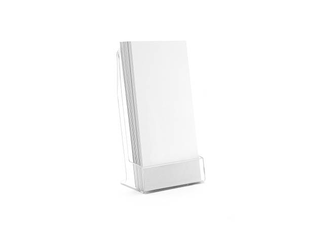 istock Flyer glass plastic holder. Flyer mock up stand. Brochure holding. 488648486