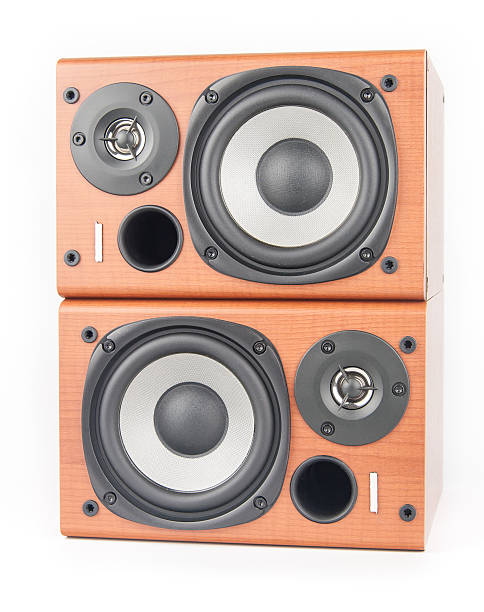 istock wooden sound speakers isolated on white background 488651769