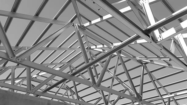 istock Steel Roof Black and White. 488652340