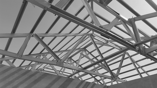 Structure of steel roof frame for construction.Used for Prefabricated House system.