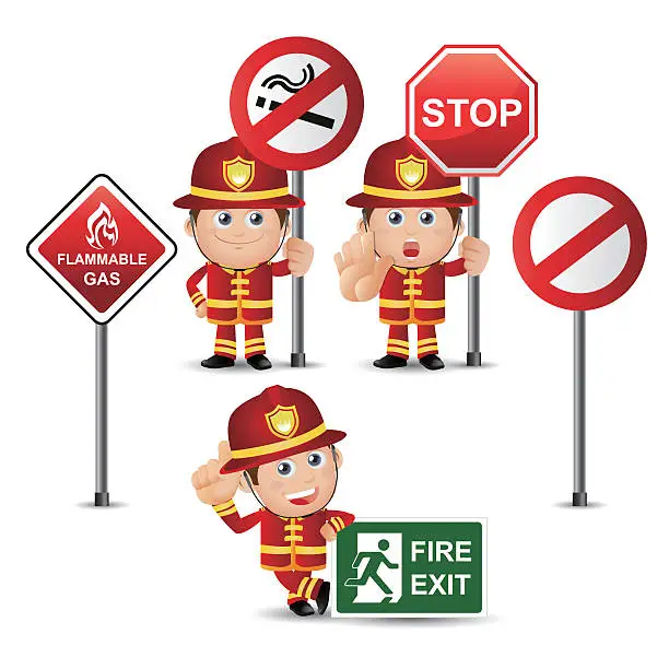 Vector illustration of People Set - Profession - Firefighter