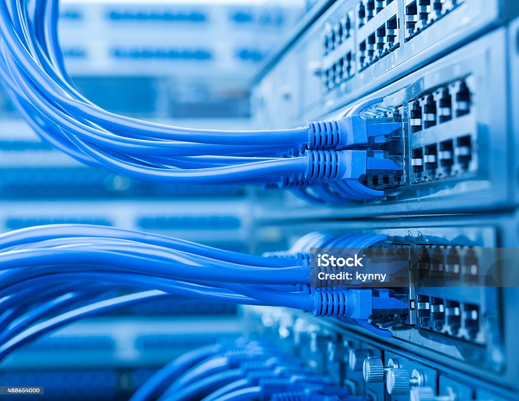 network cables connected to switch patch network cables connected to switch 2015 Stock Photo