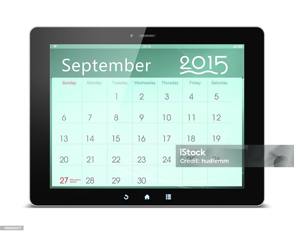 9 月～2015 年のカレンダーのデジタルタブレット - 教師の日のロイヤリティフリーストックフォト