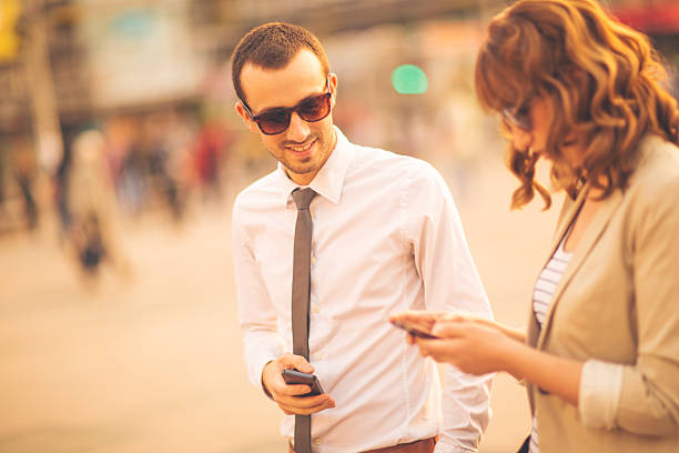 istock Using smartphones on the street 488657141