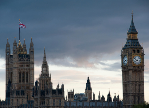 Storm clouds gather over the Houses of Parliament in London