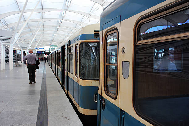Metro train at the subway station