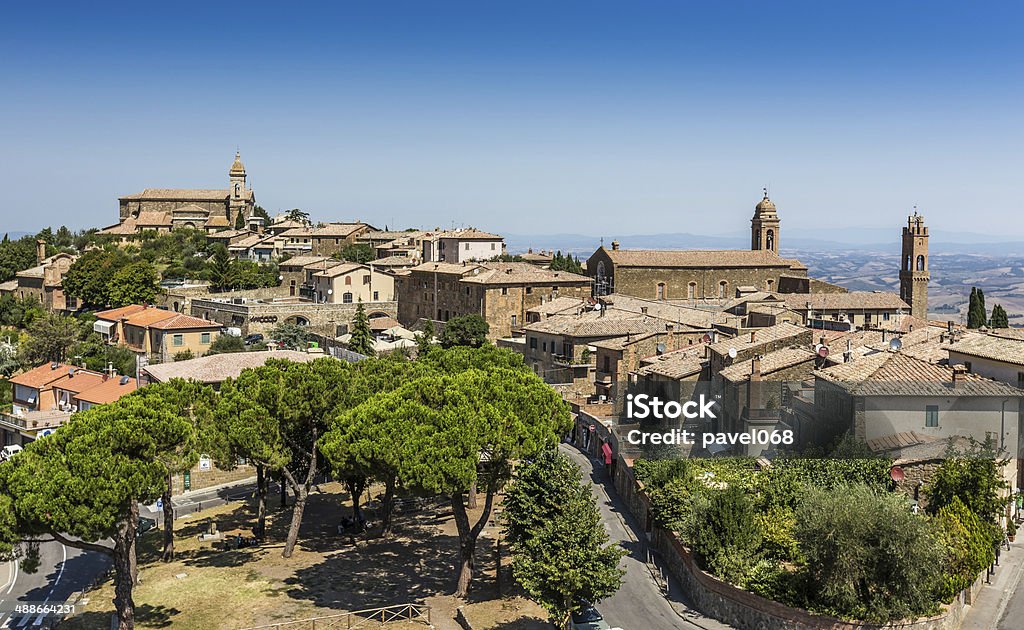 medieval town in Tuscany, Italy view of medieval town in Tuscany, Italy Blue Stock Photo