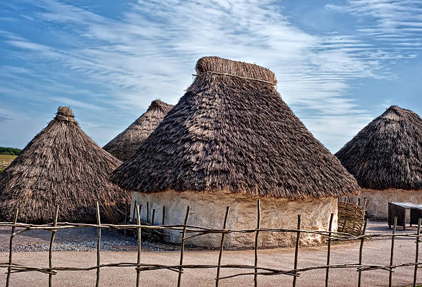 Neolithic house - huts stock photo