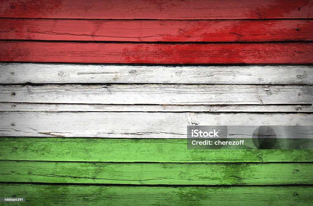 Hungría bandera en placas de madera pintado - Foto de stock de Abstracto libre de derechos