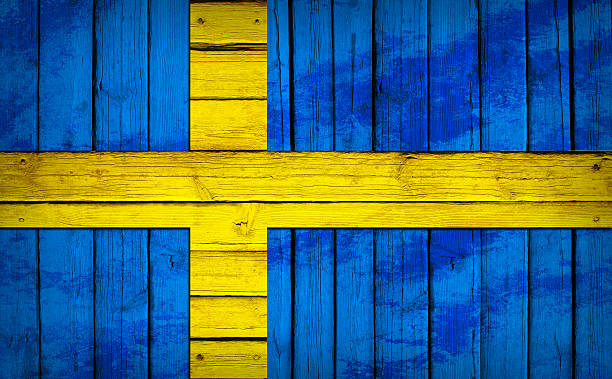 istock Sweden flag painted on wooden boards 488665873