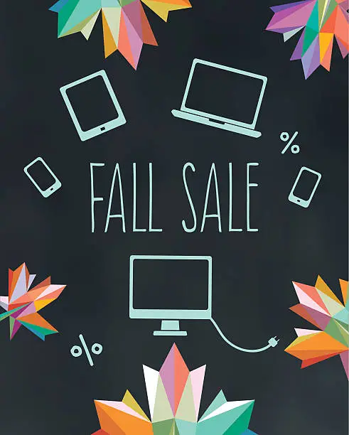 Vector illustration of fall technic sale illustration on blackboard