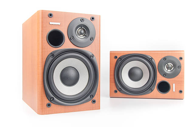 istock wooden sound speakers isolated on white background 488666847