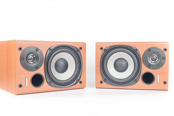 istock wooden sound speakers isolated on white background 488666879