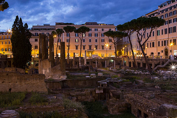 istock Torre Argentina Square by night, Rome 488666913