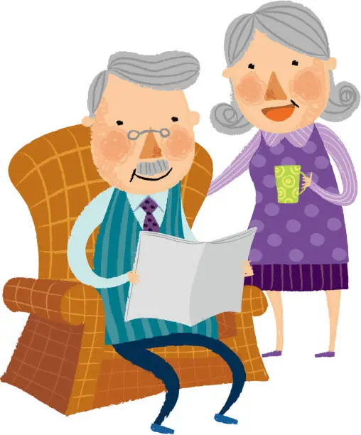 Vector illustration of The view of old couple