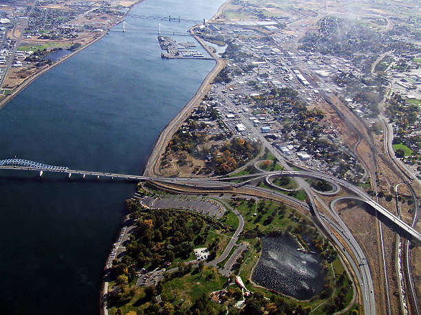 Columbia River, Kennewick, and Columbia Park stock photo
